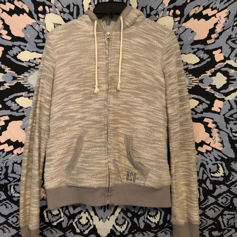Hollister grey fuzzy sweatshirt (size small)